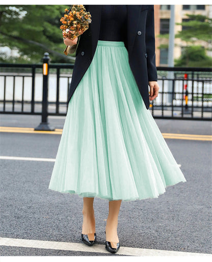 Women's Elegant Tulle Skirt with Wide Swing Cut and Elastic Waistband NOVAE