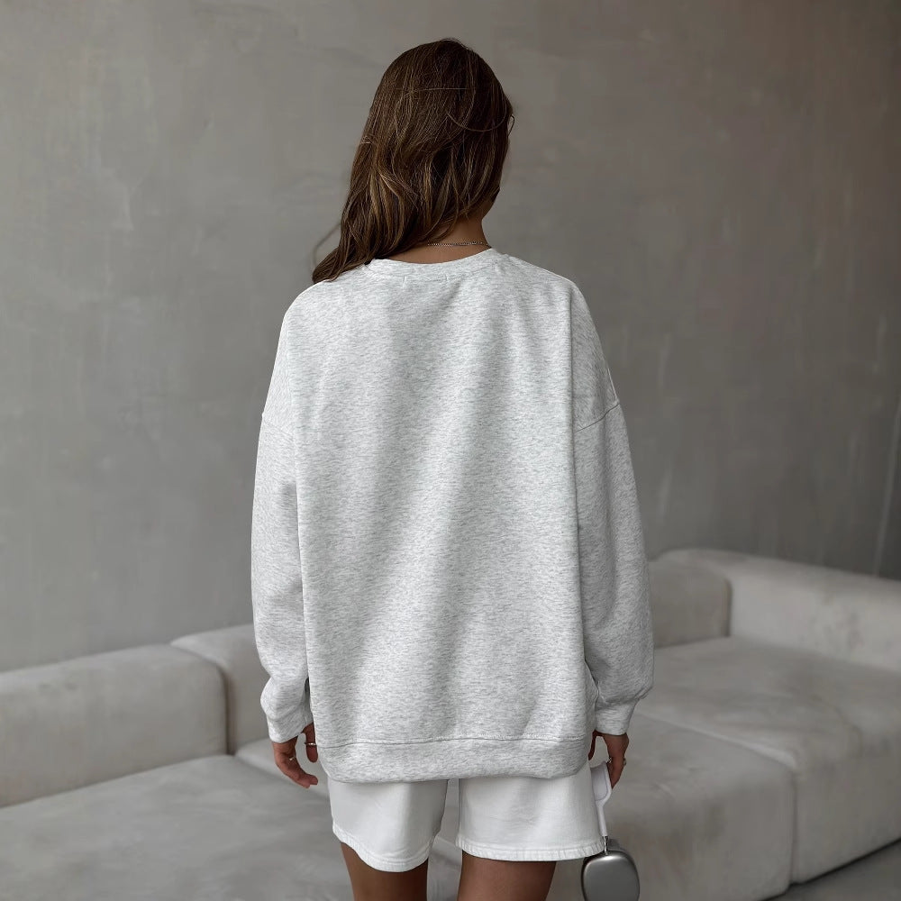 Women's casual sweatshirt with dropped shoulders and soft lining NOVAE