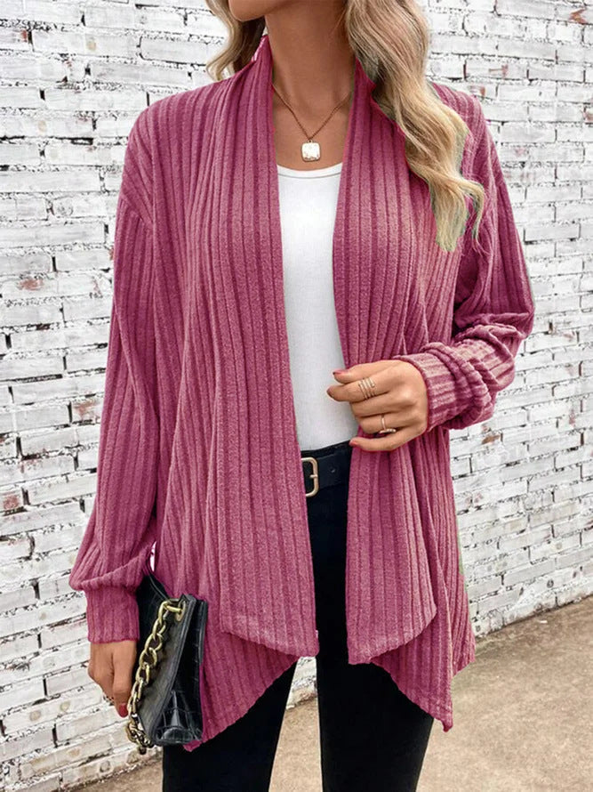 Women's casual knit cardigan with distinctive ribbed design NOVAE