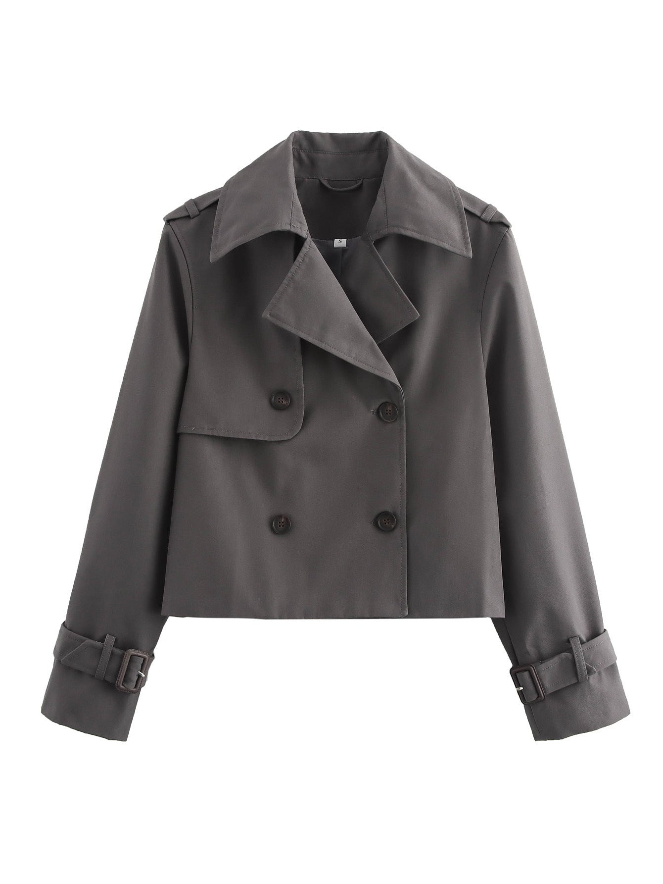 Women's cropped trench jacket with double button placket and adjustable sleeves NOVAE