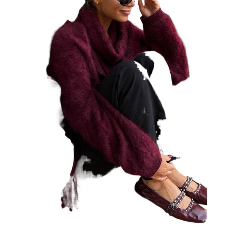 Women's cozy knit sweater with innovative cut NOVAE