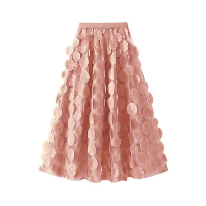 Women's Elegant Tulle Skirt with 3D Floral Appliqués NOVAE