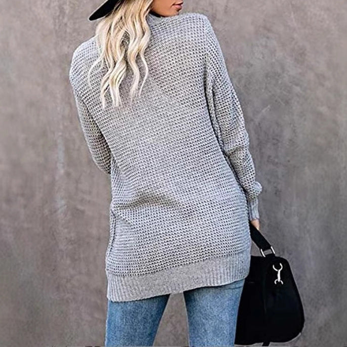 Women's knitted cardigan with practical pockets and airy structure NOVAE