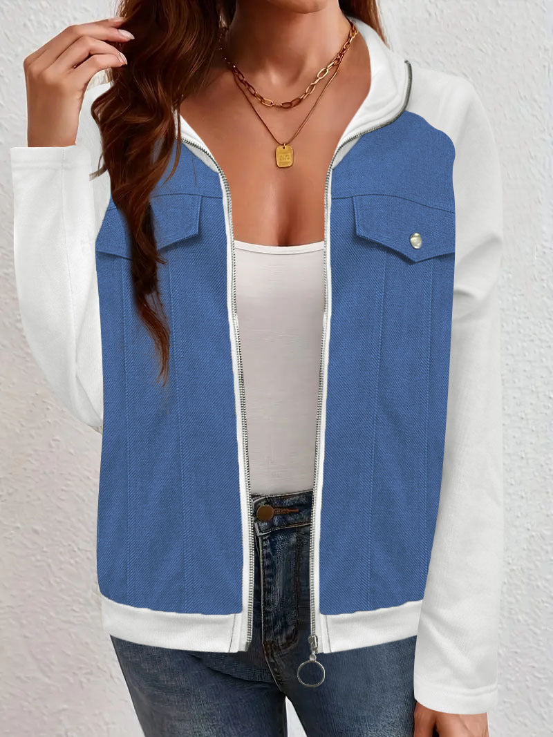 Women's Cool Sweatshirt with Side Pockets and Fashionable Appliqués NOVAE