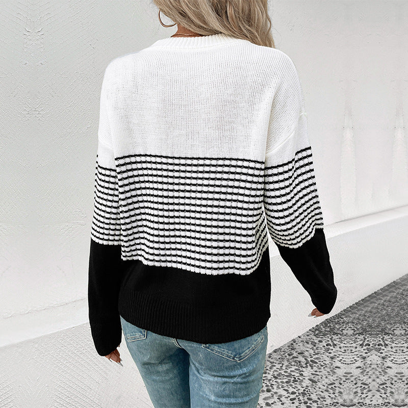 Women's knitted sweater with a modern pattern and casual cut NOVAE