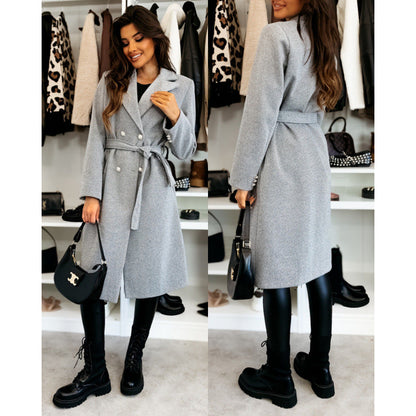 Women's Elegant Trench Coat with Asymmetrical Cut and Belt NOVAE