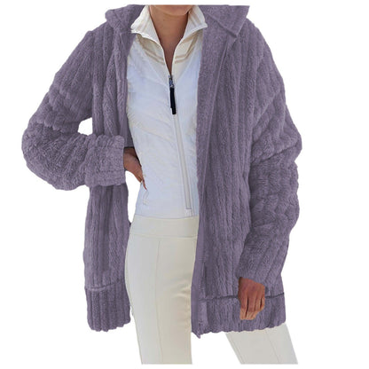 Women's Cozy Fleece Jacket with High Collar and Voluminous Cut NOVAE