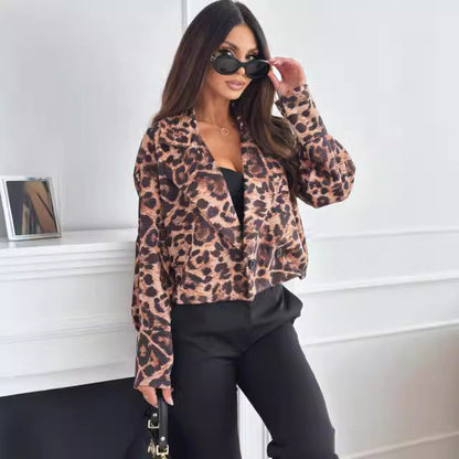 Women's fashionable blazer jacket in trendy leopard print NOVAE