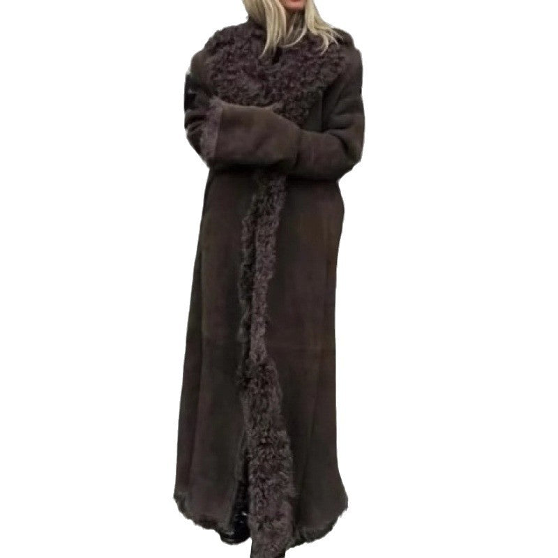 Women's Long Teddy Coat with Luxurious Fur Trim NOVAE