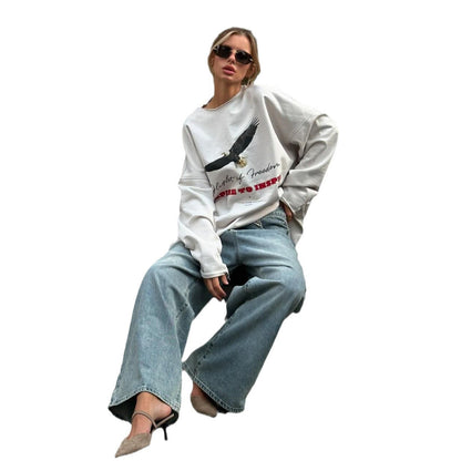 Women's oversized sweatshirt with creative graphic cut and casual design NOVAE