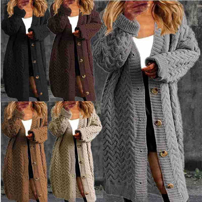 Women's chunky knit cardigan with button details and textured pattern NOVAE