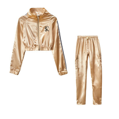 Women's sporty tracksuit set with cropped jacket and jogging pants NOVAE