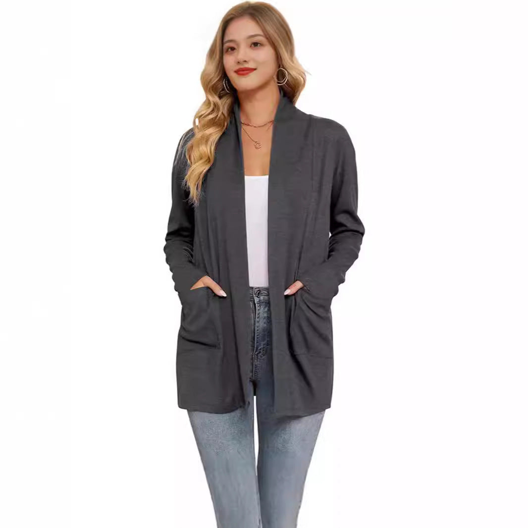 Women's casual long cardigan with pockets NOVAE