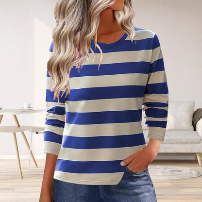 Women's long-sleeved shirt with a modern striped pattern and comfortable fit NOVAE