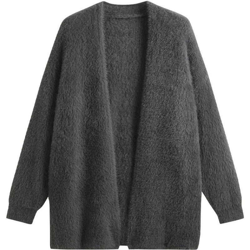 Women's oversized cardigan in soft fleece with an open cut NOVAE