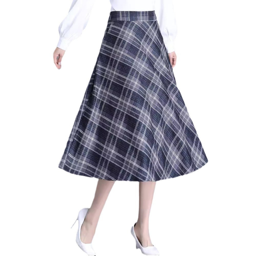 Women's checked midi skirt with soft fabric and flowing cut NOVAE