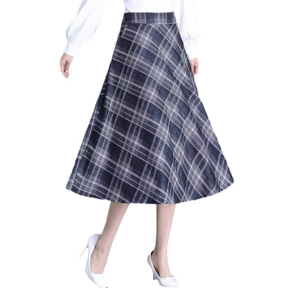 Women's checked midi skirt with soft fabric and flowing cut NOVAE