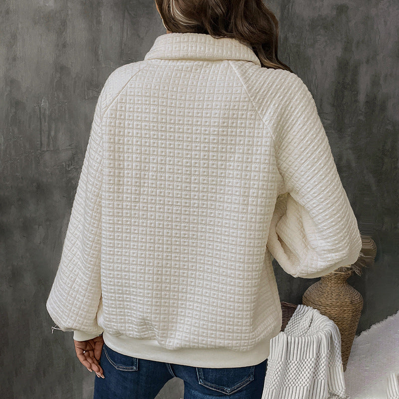 Women's casual oversized sweater with textured waffle pattern NOVAE