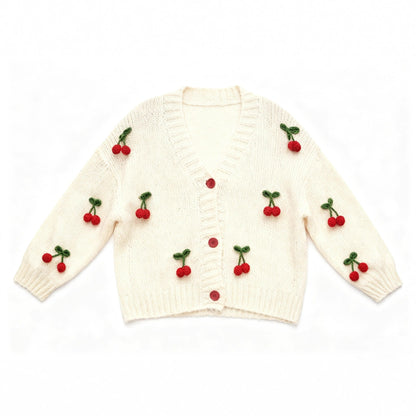 Women's cardigan with a cheerful cherry design and practical button details NOVAE