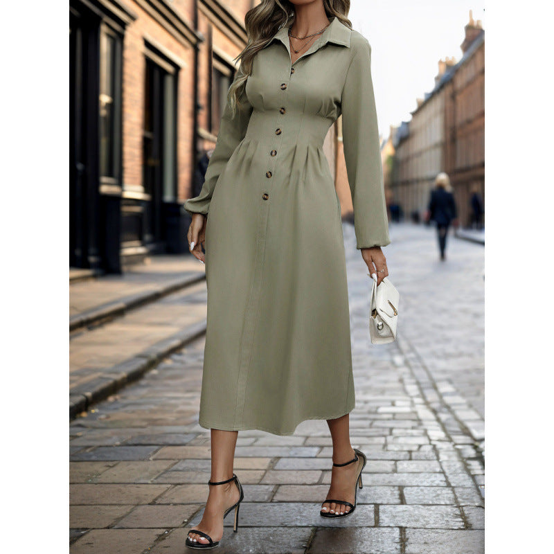 Women's shirt dress in an elegant A-line cut with button details NOVAE