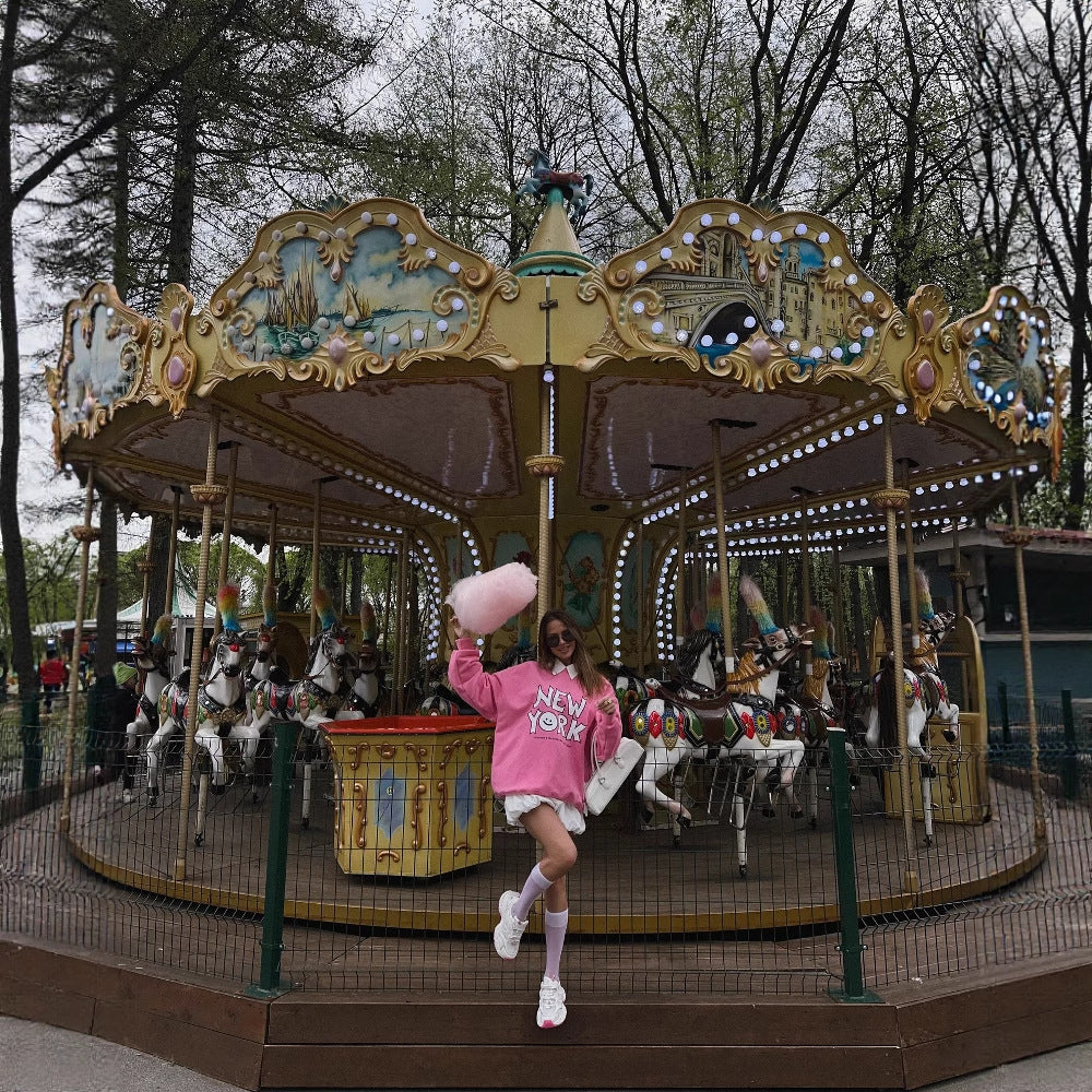 Women's casual hoodie with cheerful smiley print and soft lining NOVAE