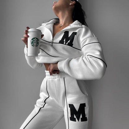 Women's casual tracksuit with modern vertical stripes NOVAE