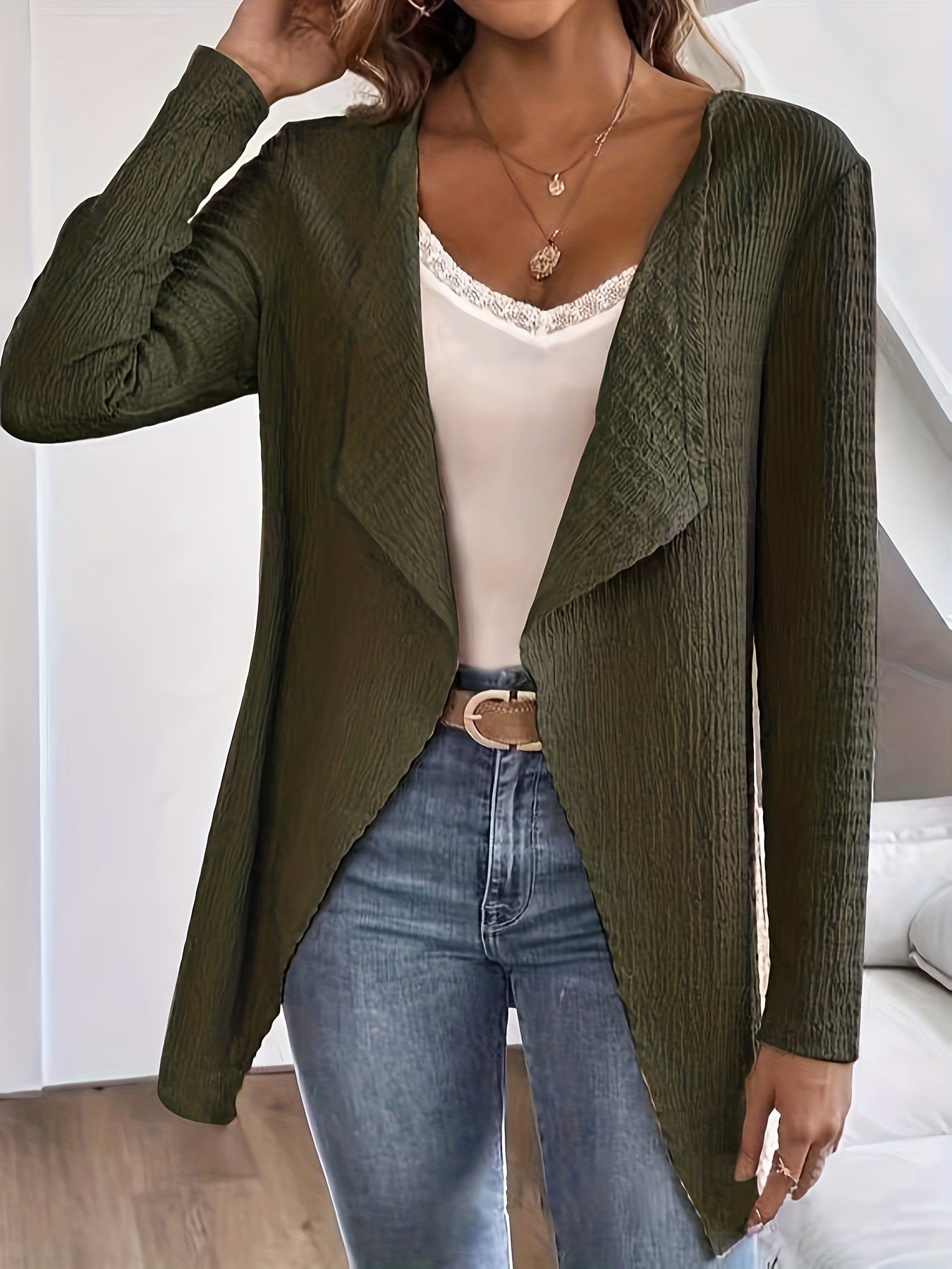 Women's elegant jacket with a relaxed cut and textured fabric NOVAE