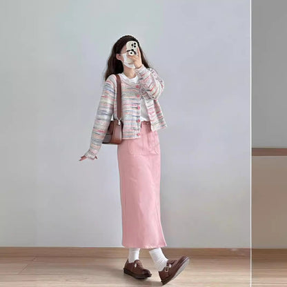 Women's cardigan with colorful pattern and delicate buttons NOVAE