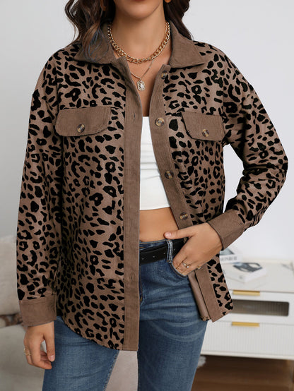 Women's Oversized Leopard Print Shirt Jacket NOVAE