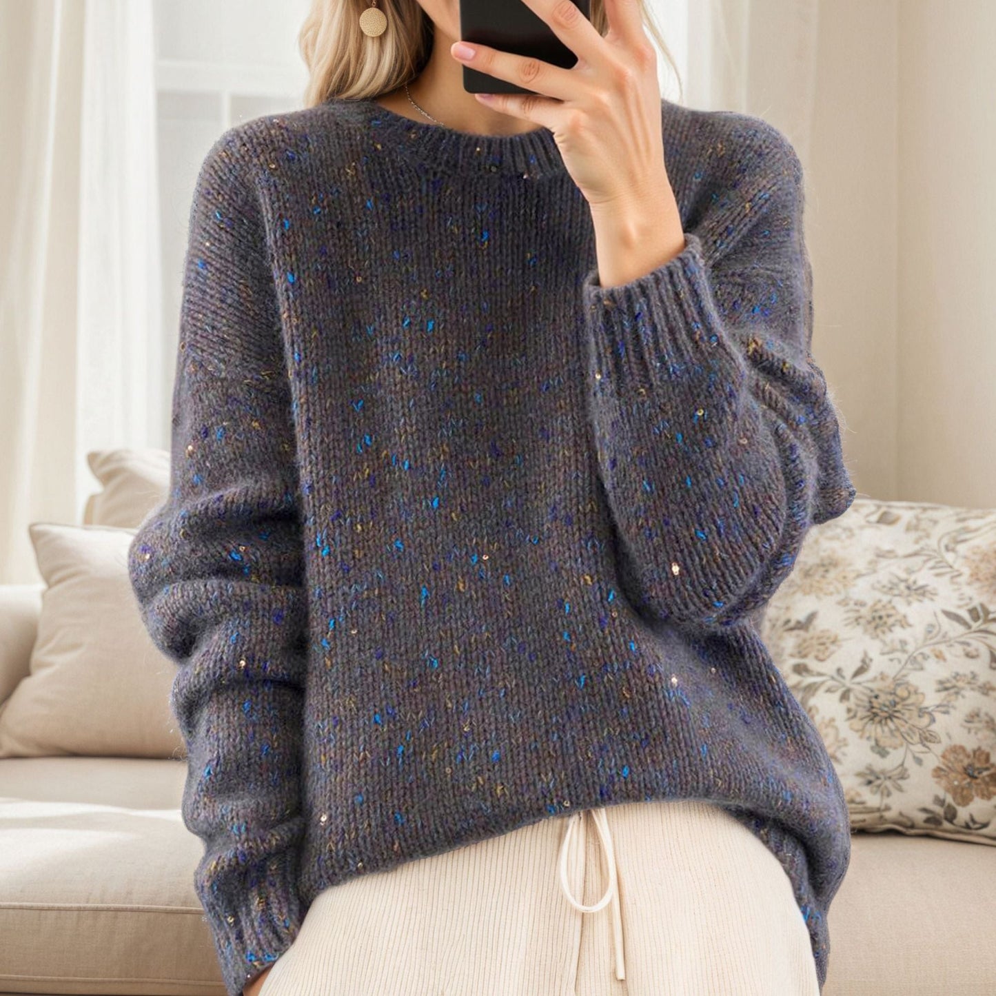 Women's cozy knit sweater with sparkling accents and a relaxed fit NOVAE