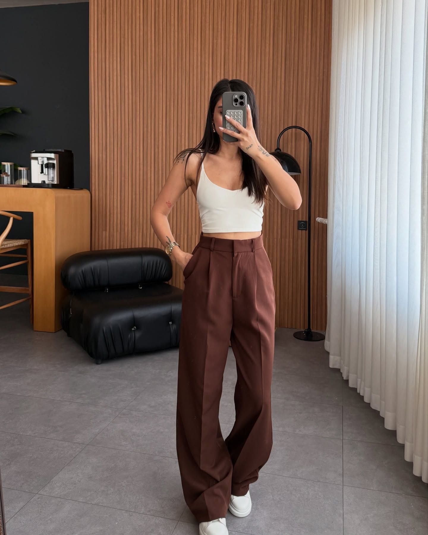 Women's high-waisted, straight-leg trousers NOVAE