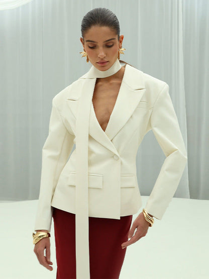 Women's fashionable blazer with elegant shawl collar and tailored cut NOVAE