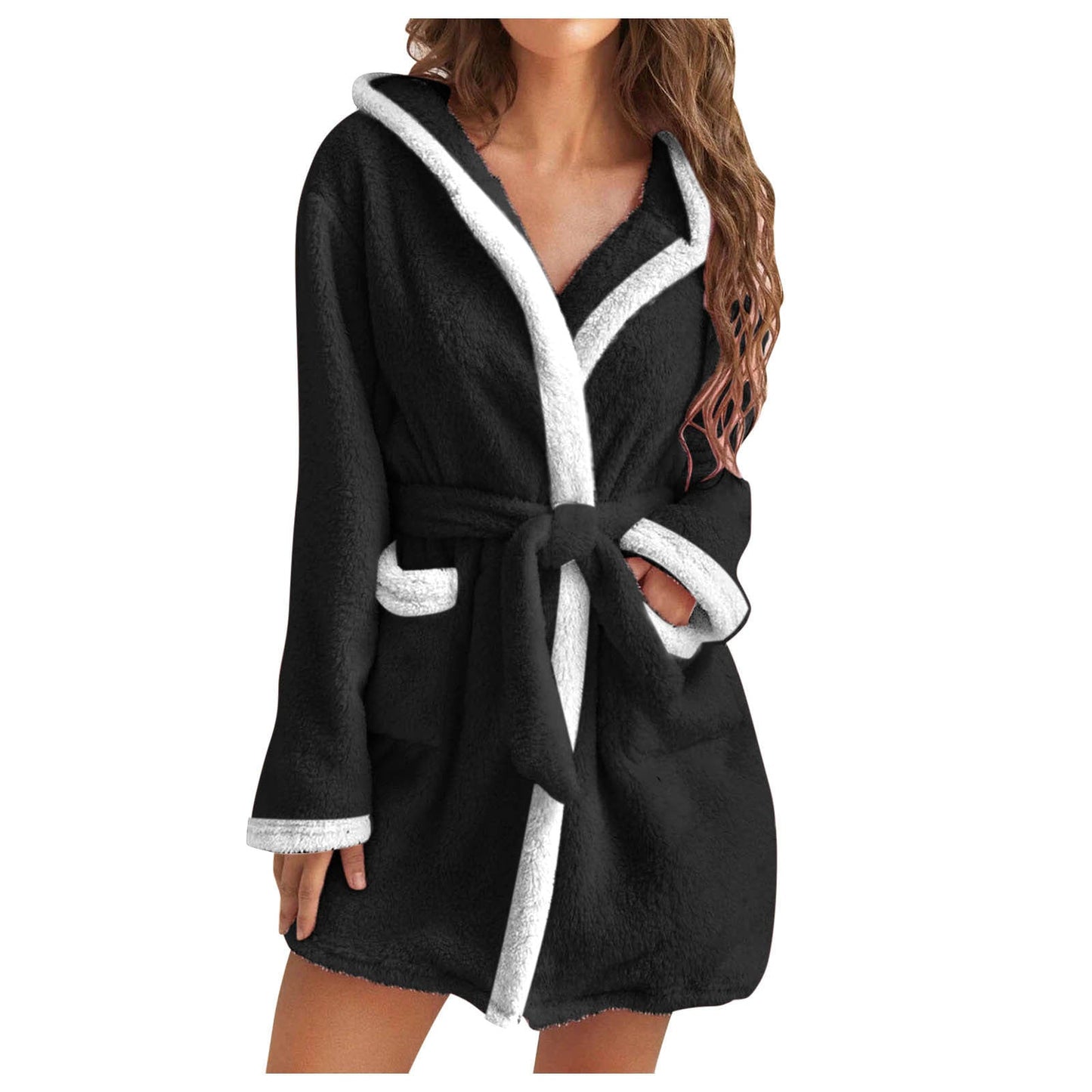 Women's Cozy Bathrobe with Soft Sherpa Lining and Practical Pockets NOVAE