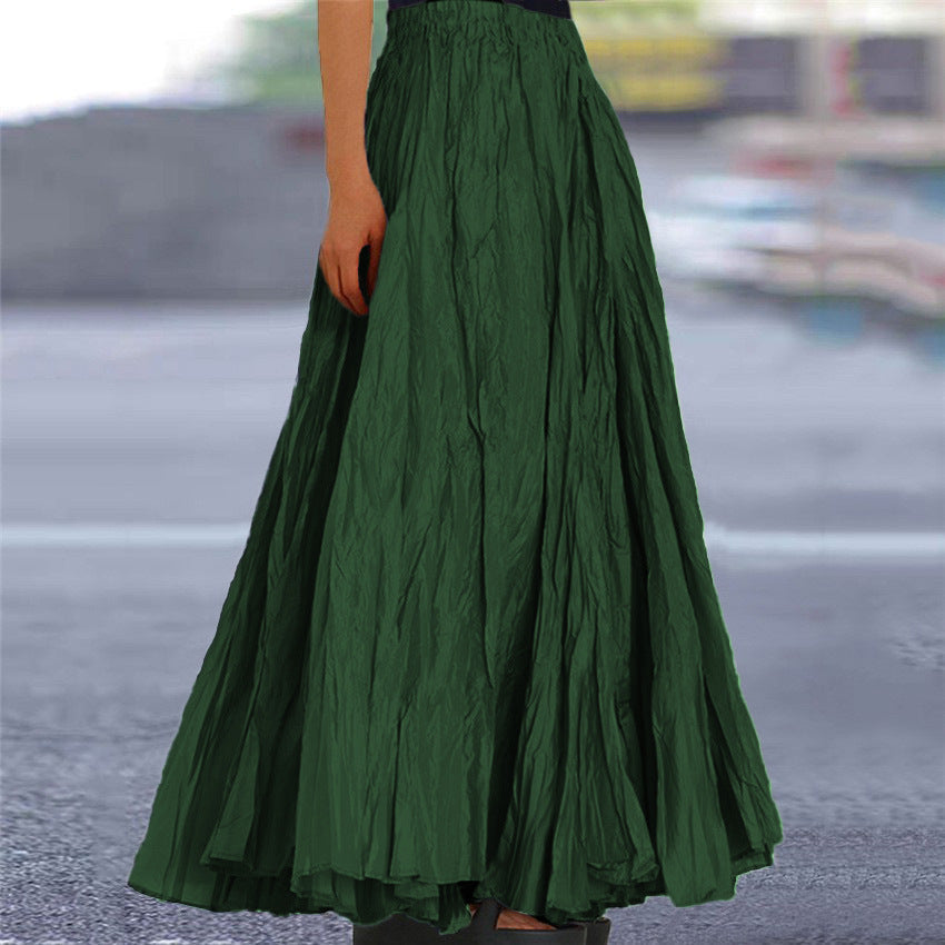 Women's long, flowing skirt with elastic waistband and modern texture NOVAE