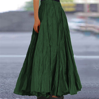 Women's long, flowing skirt with elastic waistband and modern texture NOVAE