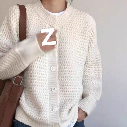 Women's chunky knit cardigan with button details and oversized cut NOVAE