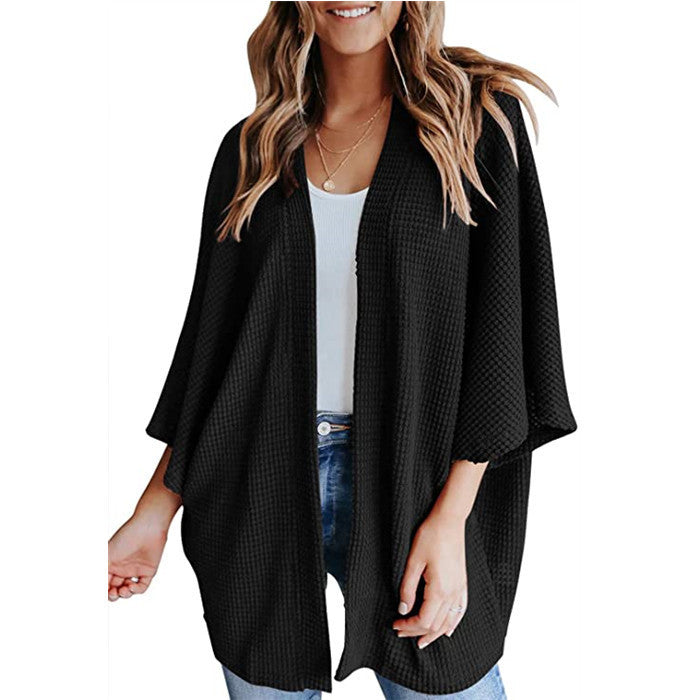 Women's casual waffle-knit cardigan NOVAE