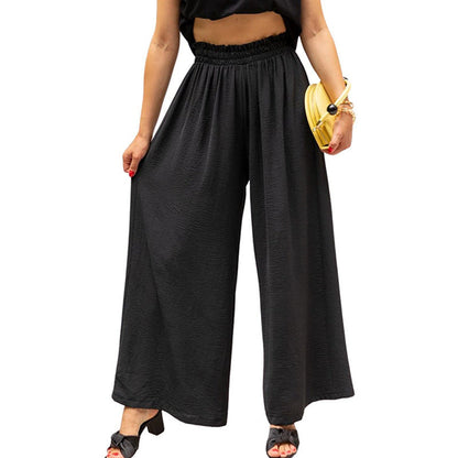 Women's Wide Palazzo Trousers with Elastic Waistband NOVAE