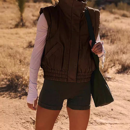 Women's vest with quilted details and high collar line NOVAE