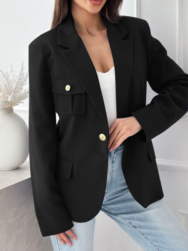 Women's Elegant Blazer with Double Buttons and Practical Pockets NOVAE
