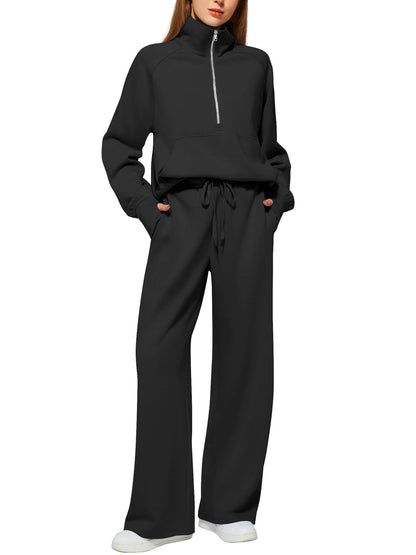 Women's sporty two-piece ensemble with high-necked top and wide-legged trousers NOVAE