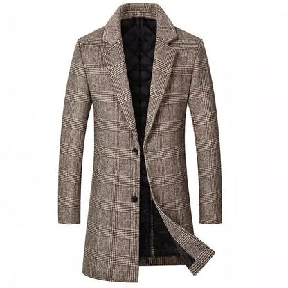 Men's elegant classic checked coat with double-breasted button closure NOVAE