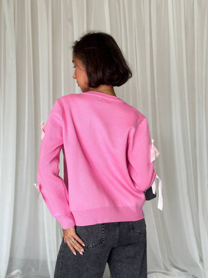 Women's elegant knit sweater with fashionable bow details NOVAE