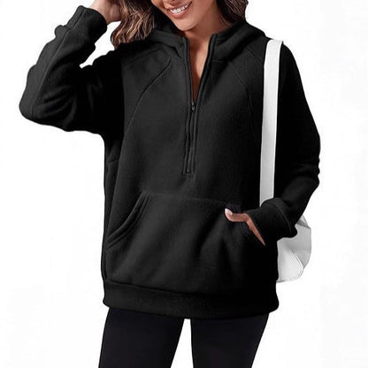 Women's fleece hooded shirt with practical kangaroo pocket NOVAE