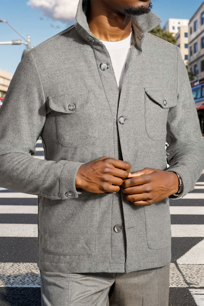 Men's timeless utility jacket with practical pockets and stand-up collar NOVAE