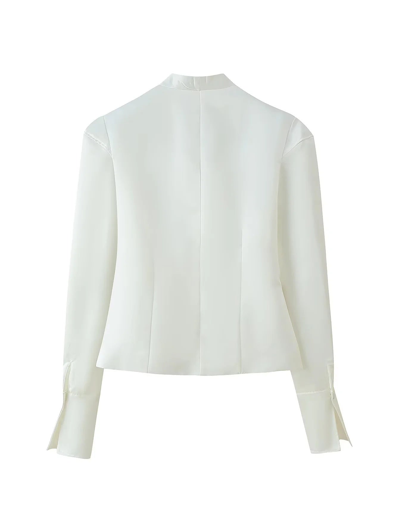 Women's fitted blouse with modern button details and stand-up collar NOVAE