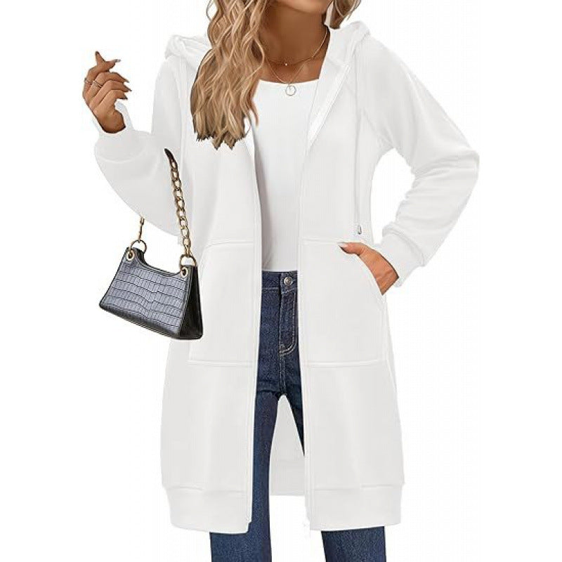 Women's fashionable hooded jacket with side pockets and zipper NOVAE