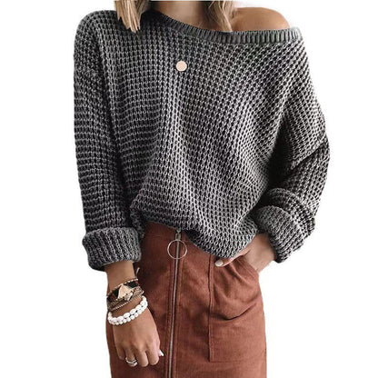 Women's knitted sweater in a casual oversized style with an off-the-shoulder design NOVAE