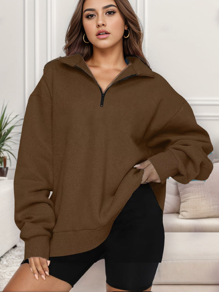 Women's Oversized Sweatshirt with Stand-Up Collar NOVAE