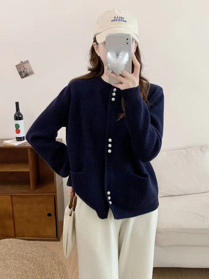 Women's cardigan with elegant pearl buttons NOVAE